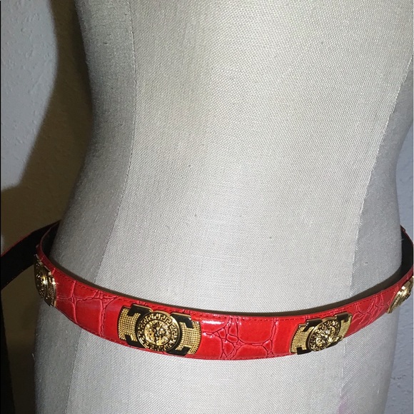 Red leather genuine leather belt size large - Picture 2 of 11
